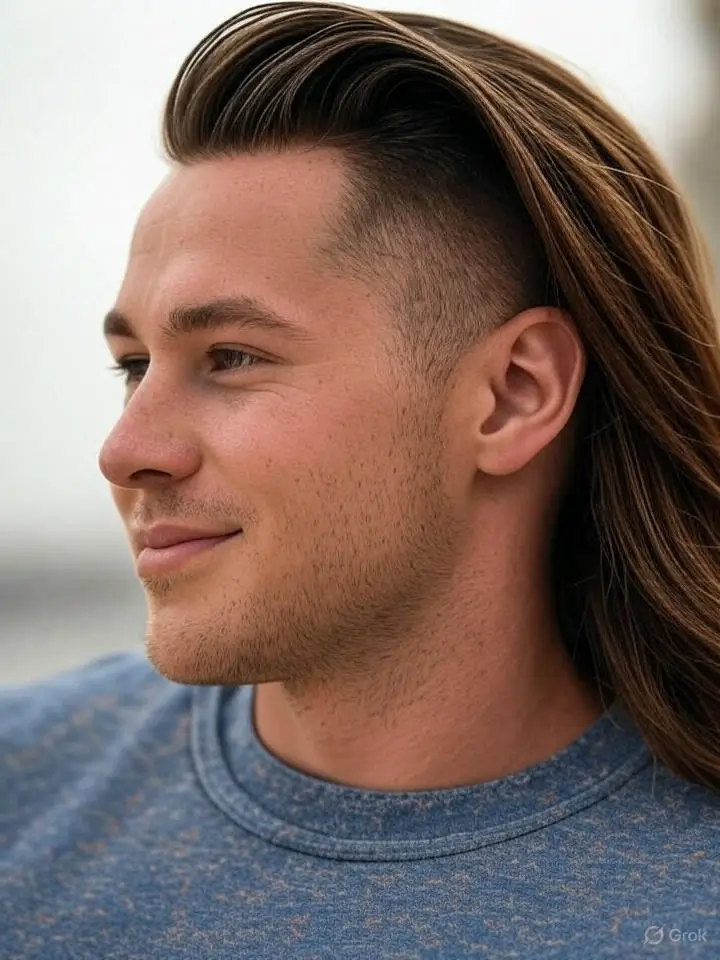 Low Taper Fade Undercut with Long Hair