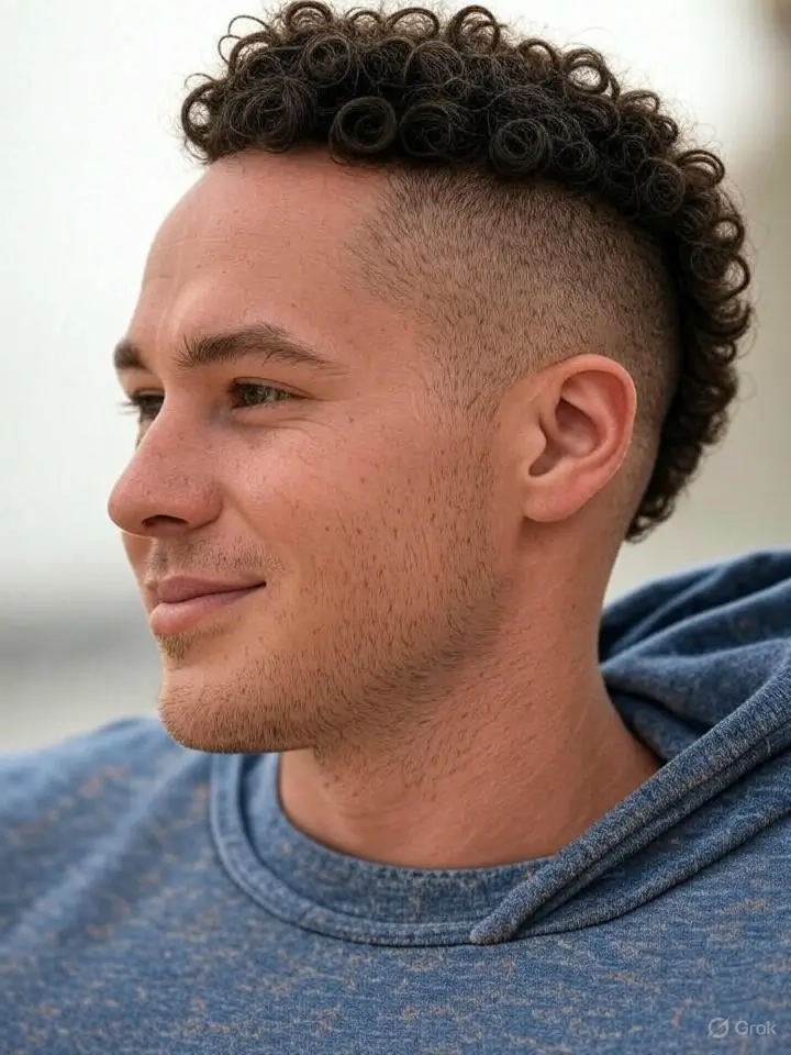Low Taper Fade Undercut with Curly Hair