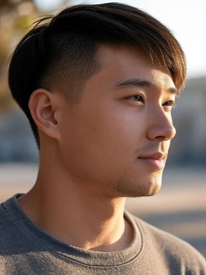 Low Taper Fade Undercut with Straight Hair