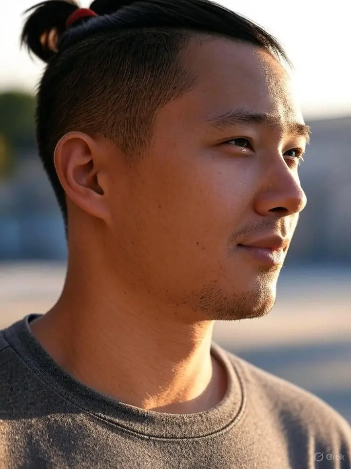 Low Taper Fade Undercut with Man Bun