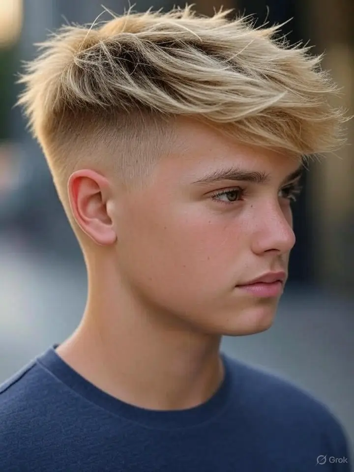 Low Drop Taper with Messy Hair 2 Low Drop Taper with Messy Hair Blonde