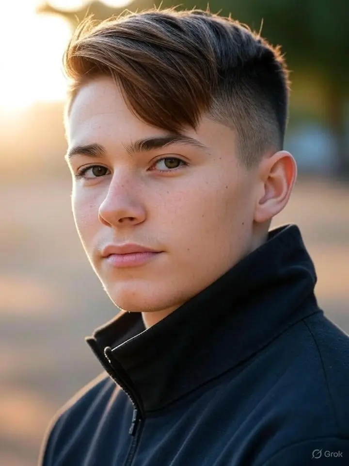 Side Swept Short Hair with a Low Taper 1 Side Swept Short Hair