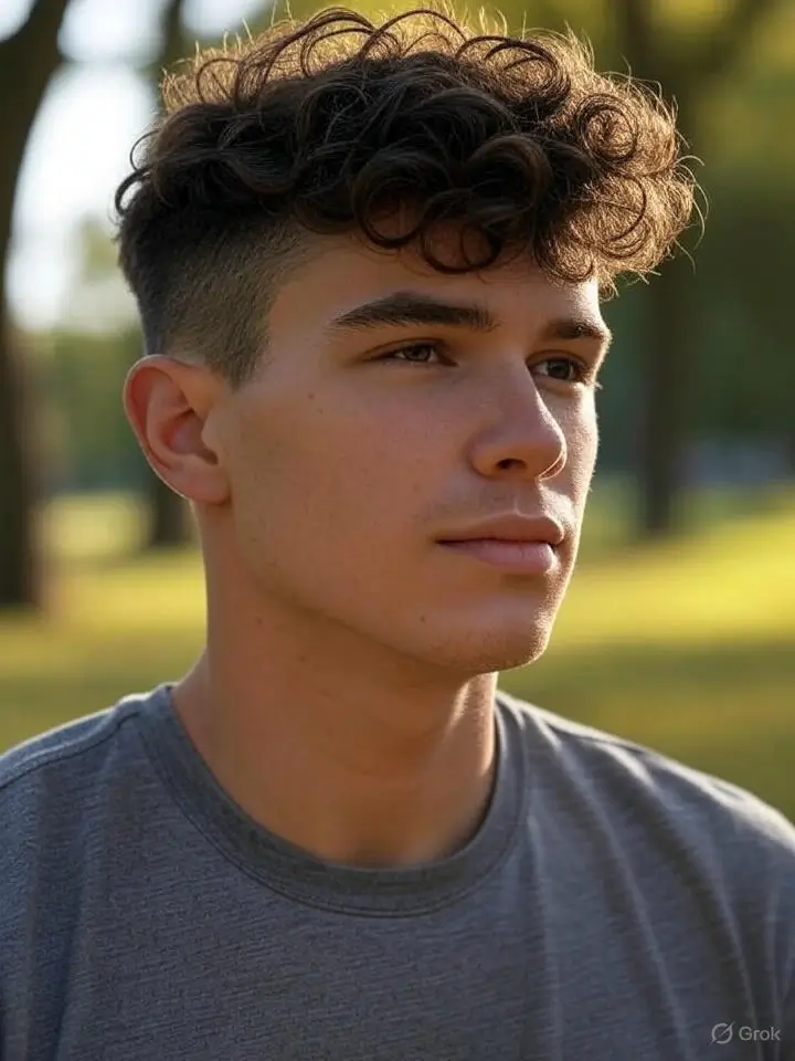 Low Drop Taper with Messy Hair 19 Low Drop Fade with Curly Messy Top