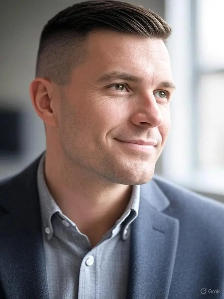 Low Taper Fade with Buzz Cut 1 Low Taper Fade with Crew Cut