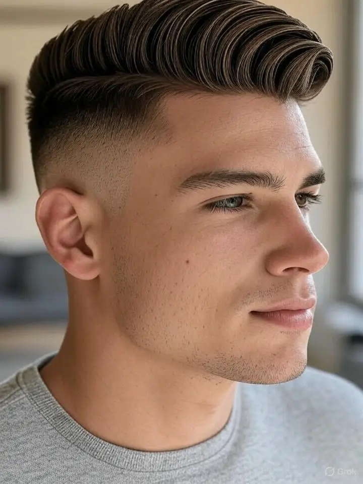 Brush Back with Taper Fade and Line Up 3 Low Fade Brush Back