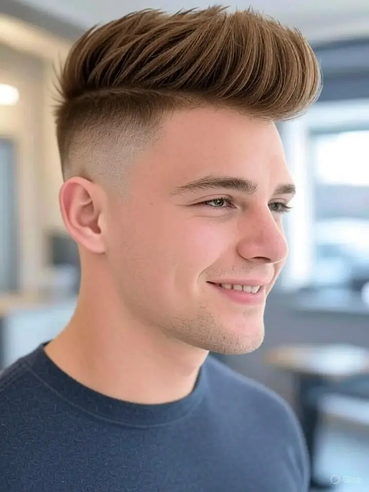 Thick Fluffy Style with Low Taper 5 Fluffy Low Taper Fade for White Boys