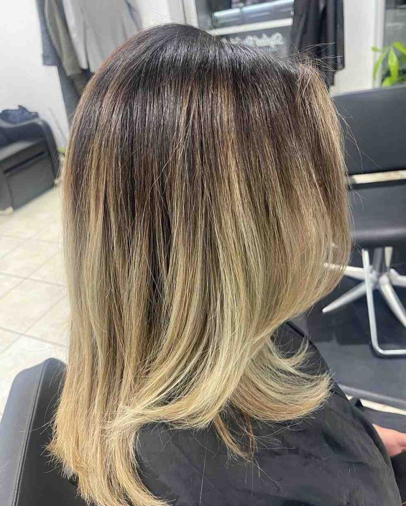 Blonde Balayagen Highlights On Dark Roots